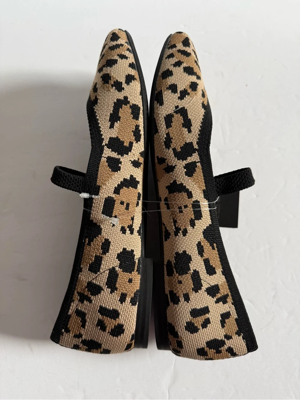Rachel Zoe Leopard Print Mary Jane Flats in Black and Tan Modern